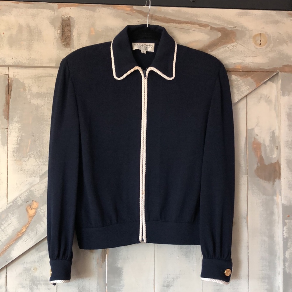 Vintage St. John 1994 pegasus crest cruise jacket blue/white size small - Picture 4 of 11